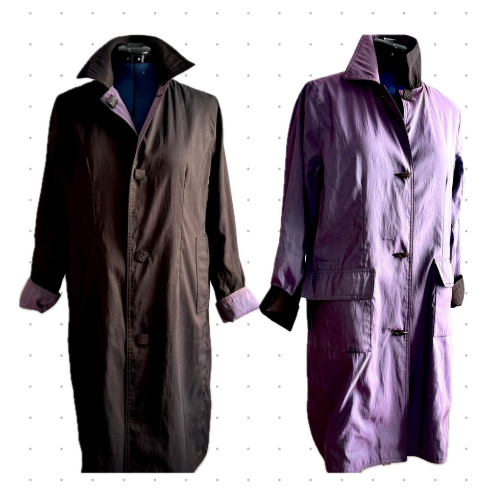 Reversible Brown and Lilac Mycra Pac Now Raincoat